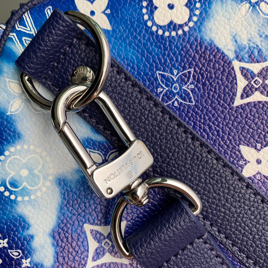 LV M20558 Louis Vuitton Keepall Bandouliere 50 Travel Bag Blue