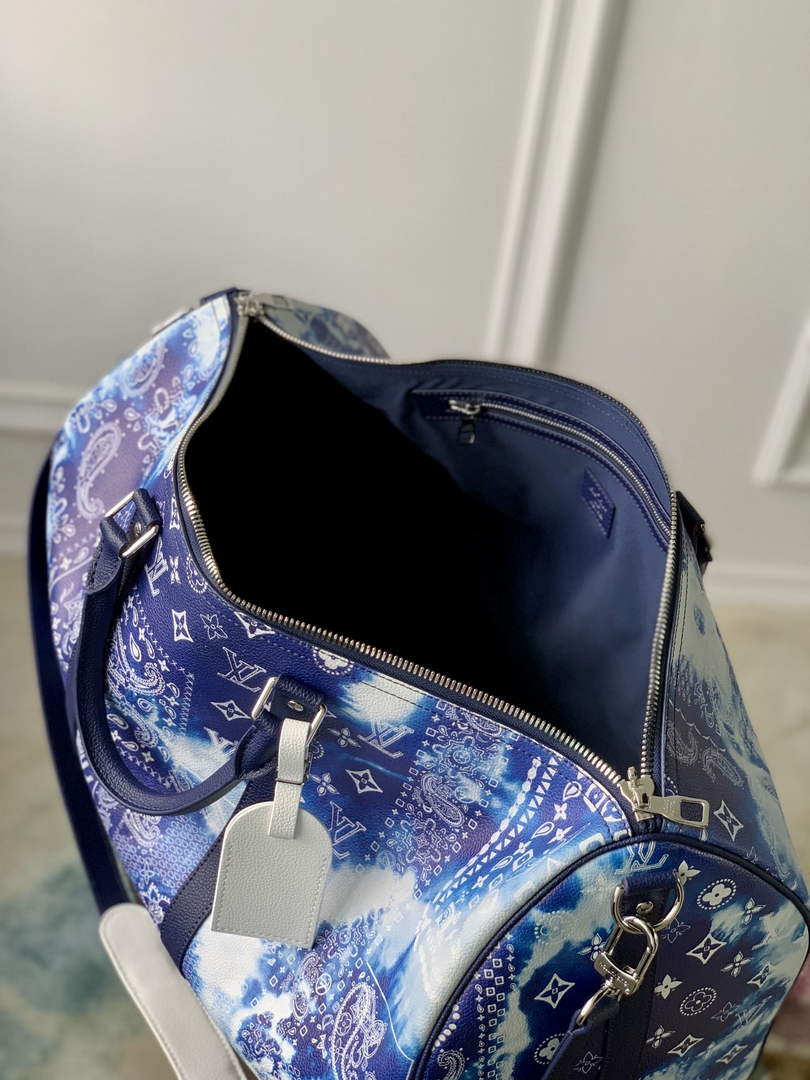 LV M20558 Louis Vuitton Keepall Bandouliere 50 Travel Bag Blue