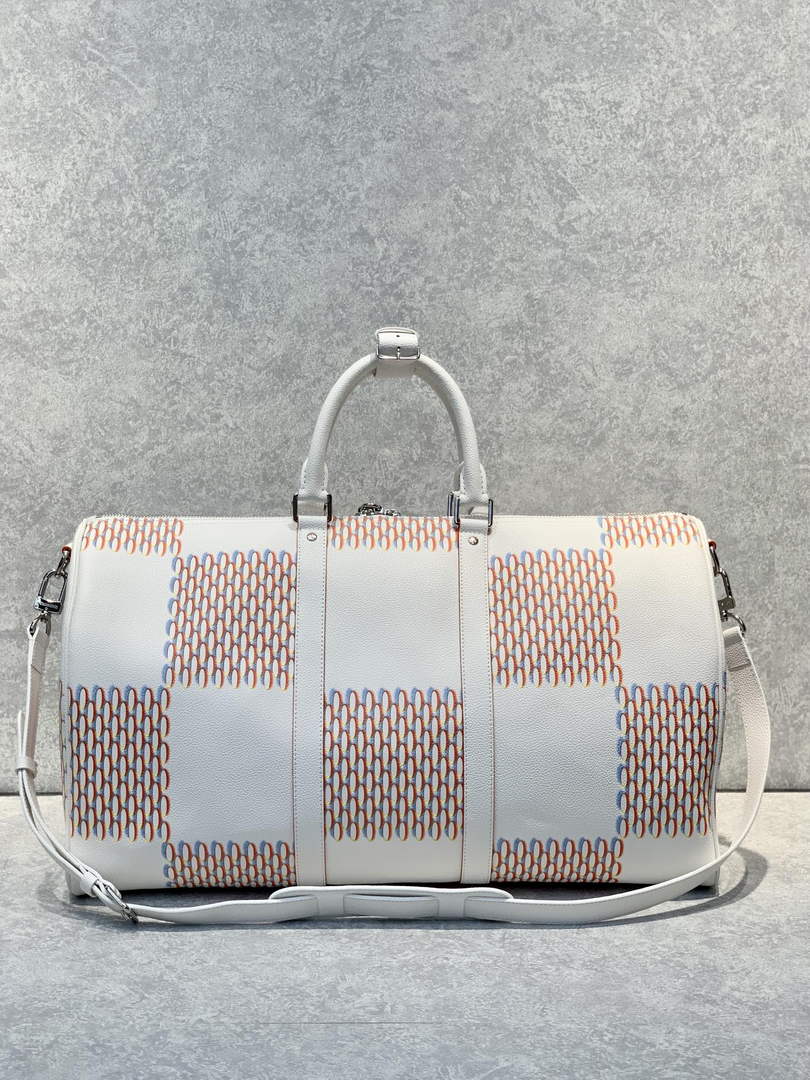 LV M20563 Louis Vuitton Keepall Bandouliere 50 Travel Bag Beige