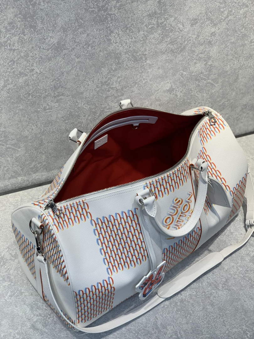 LV M20563 Louis Vuitton Keepall Bandouliere 50 Travel Bag Beige