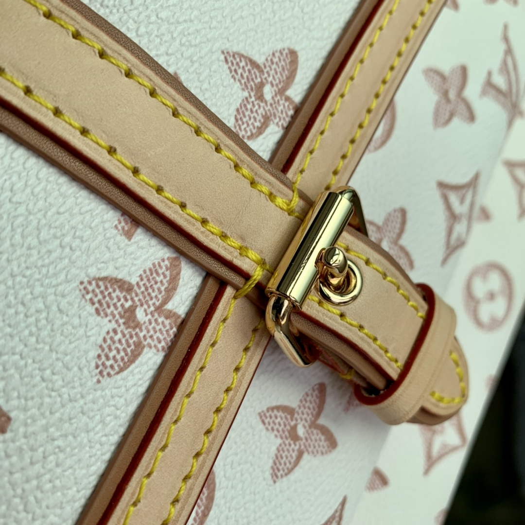 LV M20921 Louis Vuitton Neverfull MM Tote Bag Beige Clair
