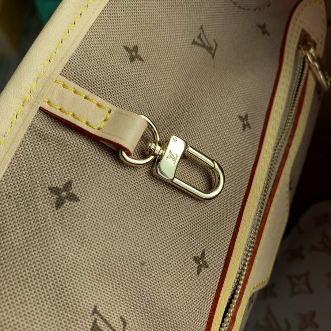 LV M20921 Louis Vuitton Neverfull MM Tote Bag Beige Clair