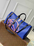 LV M21105 Louis Vuitton Keepall Bandouliere 55 Travel Bag Blue