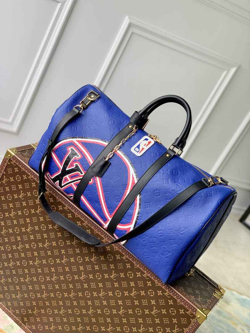 LV M21105 Louis Vuitton Keepall Bandouliere 55 Travel Bag Blue