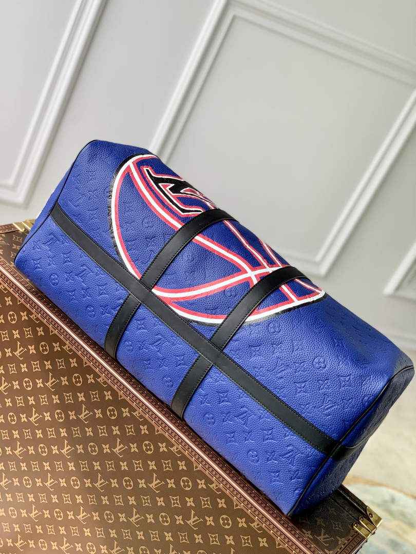 LV M21105 Louis Vuitton Keepall Bandouliere 55 Travel Bag Blue
