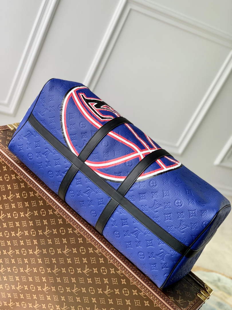 LV M21105 Louis Vuitton Keepall Bandouliere 55 Travel Bag Blue