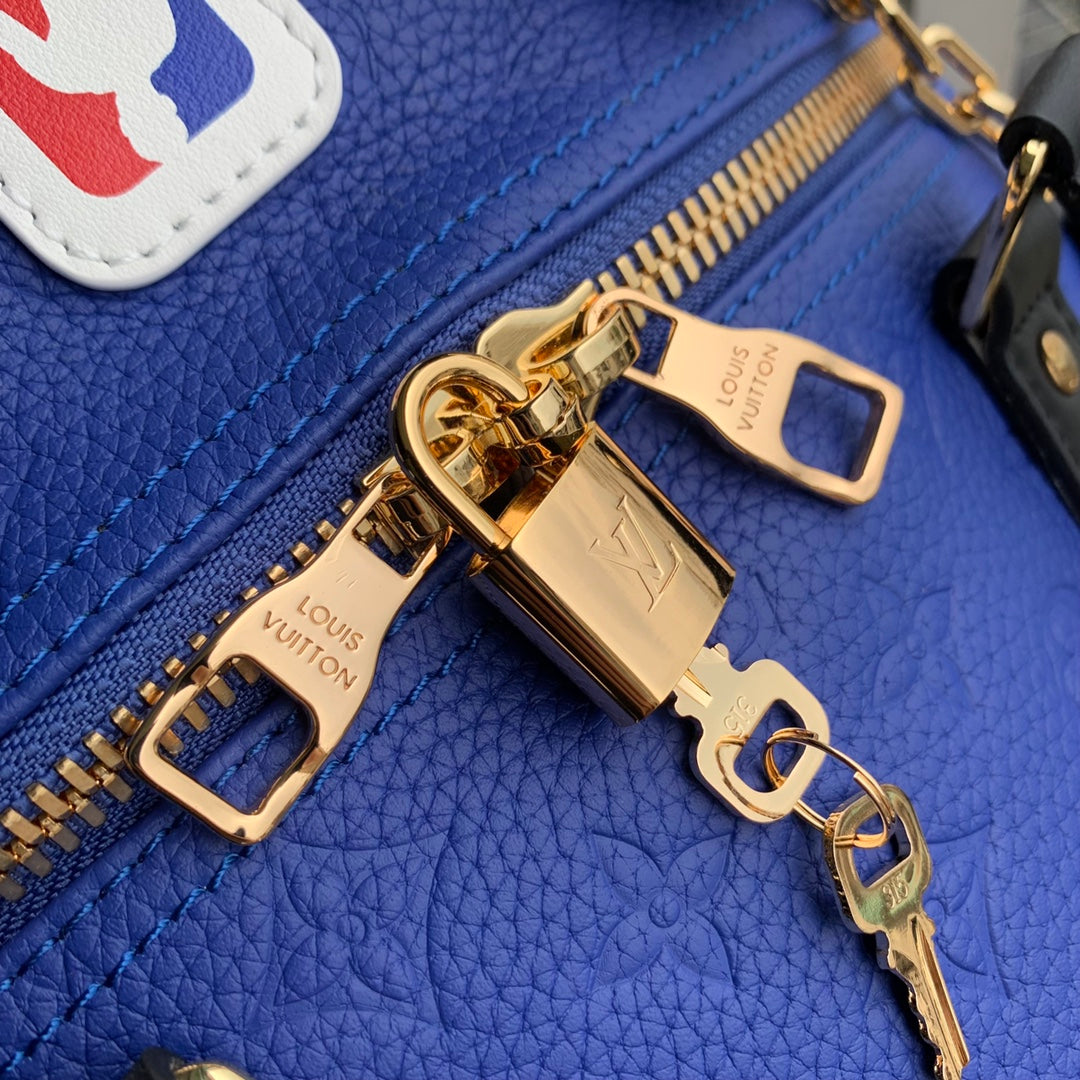 LV M21105 Louis Vuitton Keepall Bandouliere 55 Travel Bag Blue
