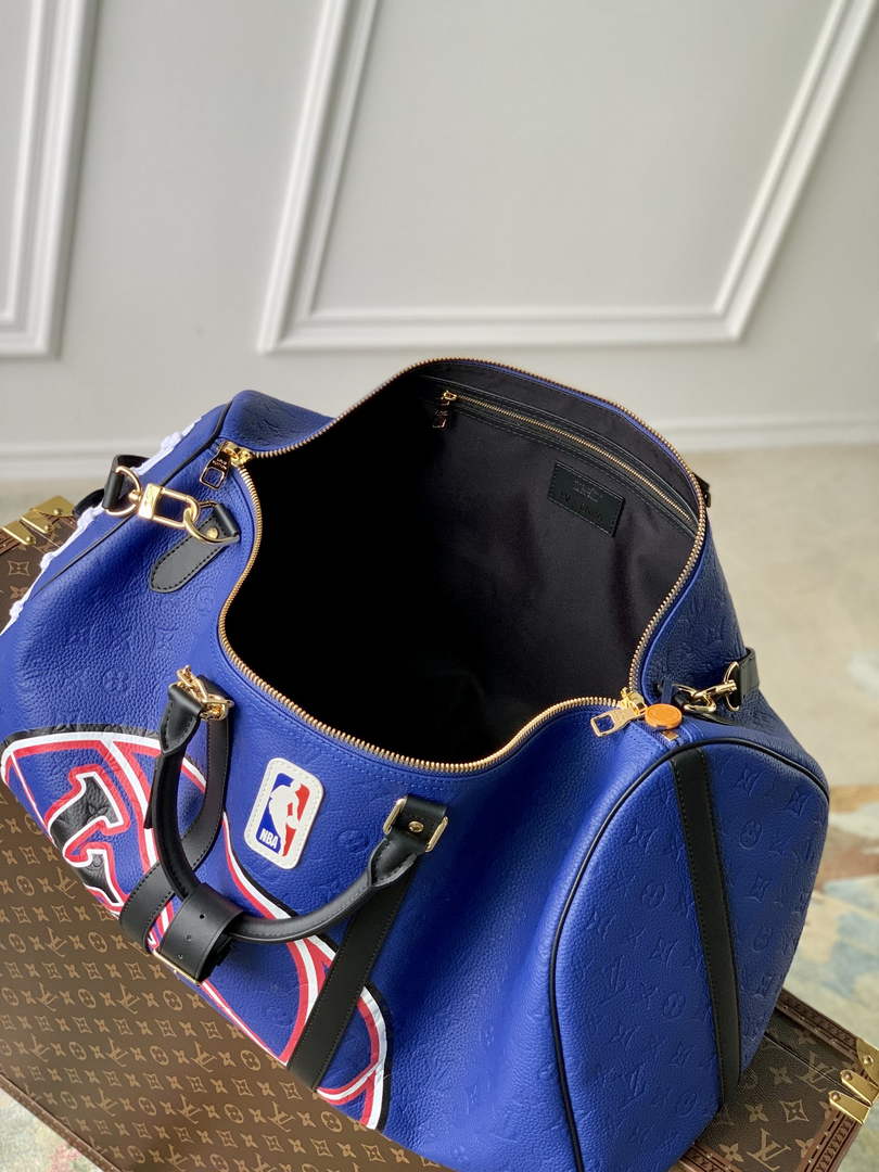 LV M21105 Louis Vuitton Keepall Bandouliere 55 Travel Bag Blue