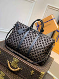 LV M45046 Louis Vuitton Keepall Bandouliere 50 Travel Bag Black