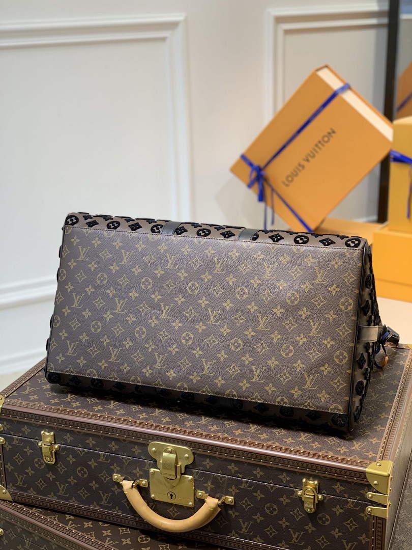 LV M45046 Louis Vuitton Keepall Bandouliere 50 Travel Bag Black