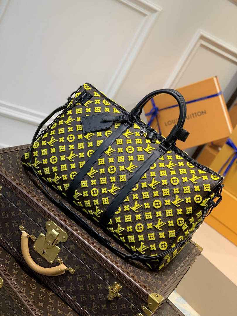 LV M45069 Louis Vuitton Keepall Bandouliere 50 Travel Bag Yellow