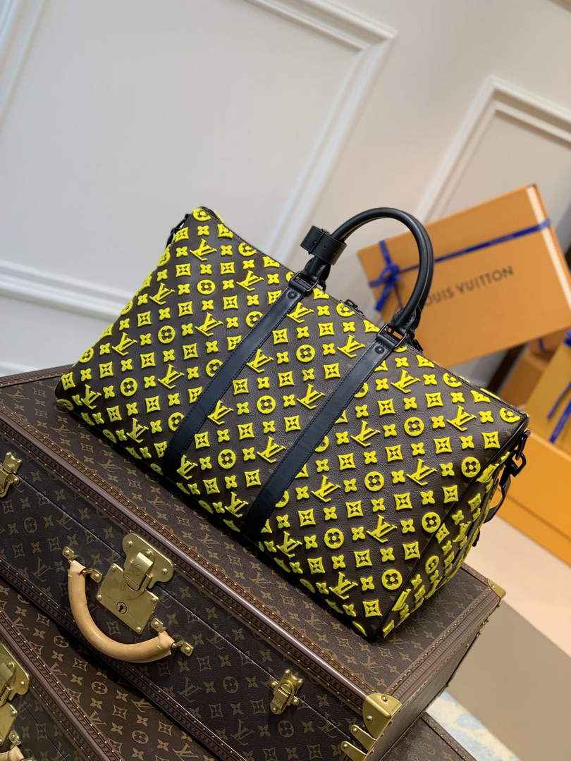 LV M45069 Louis Vuitton Keepall Bandouliere 50 Travel Bag Yellow