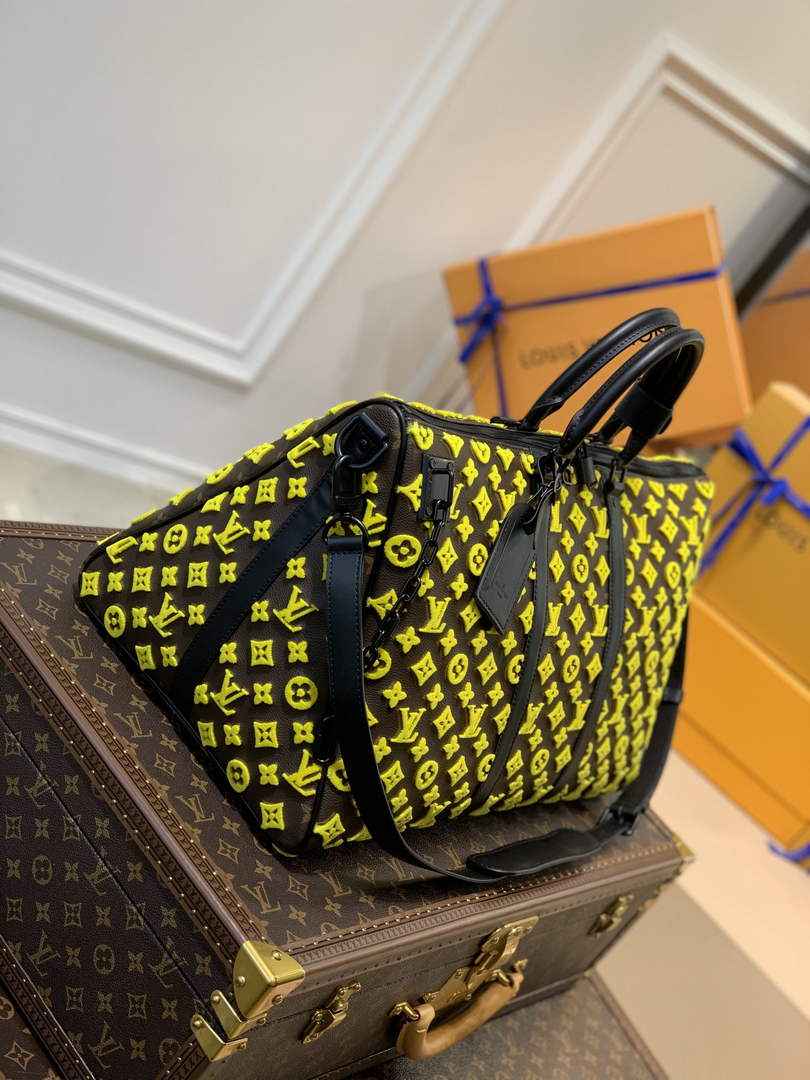 LV M45069 Louis Vuitton Keepall Bandouliere 50 Travel Bag Yellow