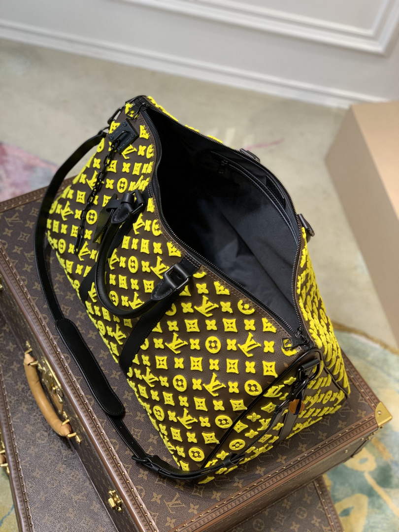 LV M45069 Louis Vuitton Keepall Bandouliere 50 Travel Bag Yellow