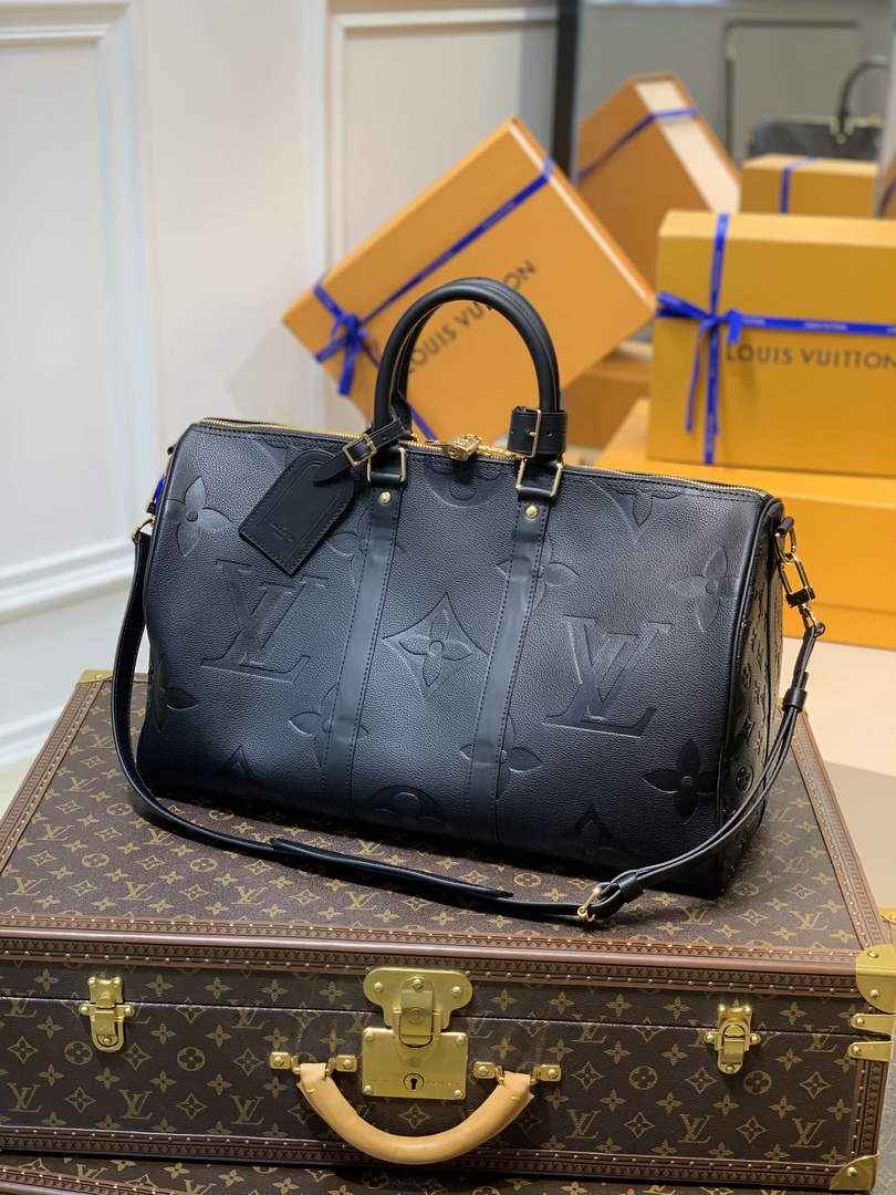 LV M45532 Louis Vuitton Keepall Bandouliere 45 Travel Bag Black