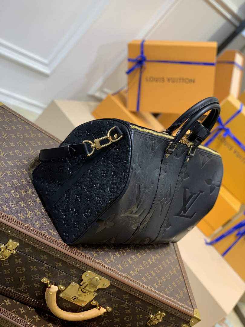 LV M45532 Louis Vuitton Keepall Bandouliere 45 Travel Bag Black
