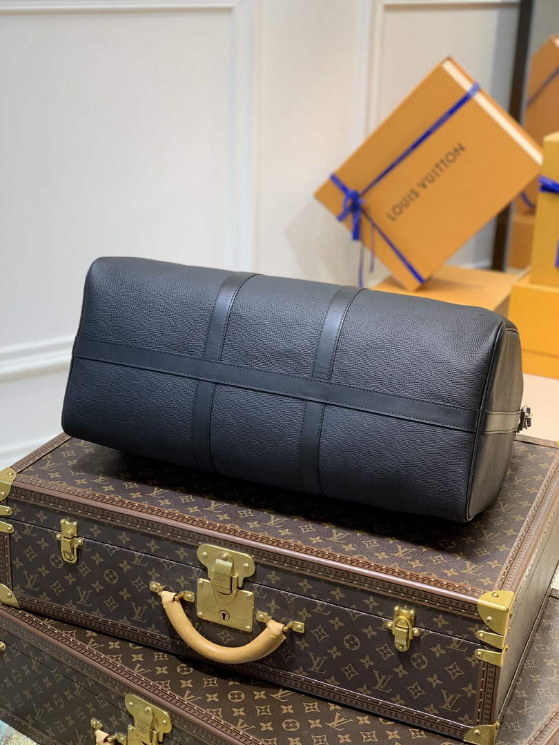 LV M45975 Louis Vuitton Keepall Bandouliere 50 Travel Bag Black