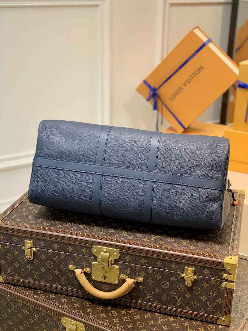 LV M45975 Louis Vuitton Keepall Bandouliere 50 Travel Bag Blue