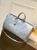 LV M46117 Louis Vuitton Keepall Bandouliere 50 Travel Bag Gray