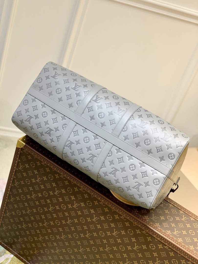 LV M46117 Louis Vuitton Keepall Bandouliere 50 Travel Bag Gray