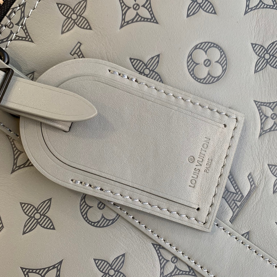 LV M46117 Louis Vuitton Keepall Bandouliere 50 Travel Bag Gray