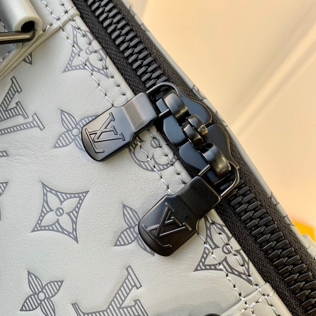 LV M46117 Louis Vuitton Keepall Bandouliere 50 Travel Bag Gray
