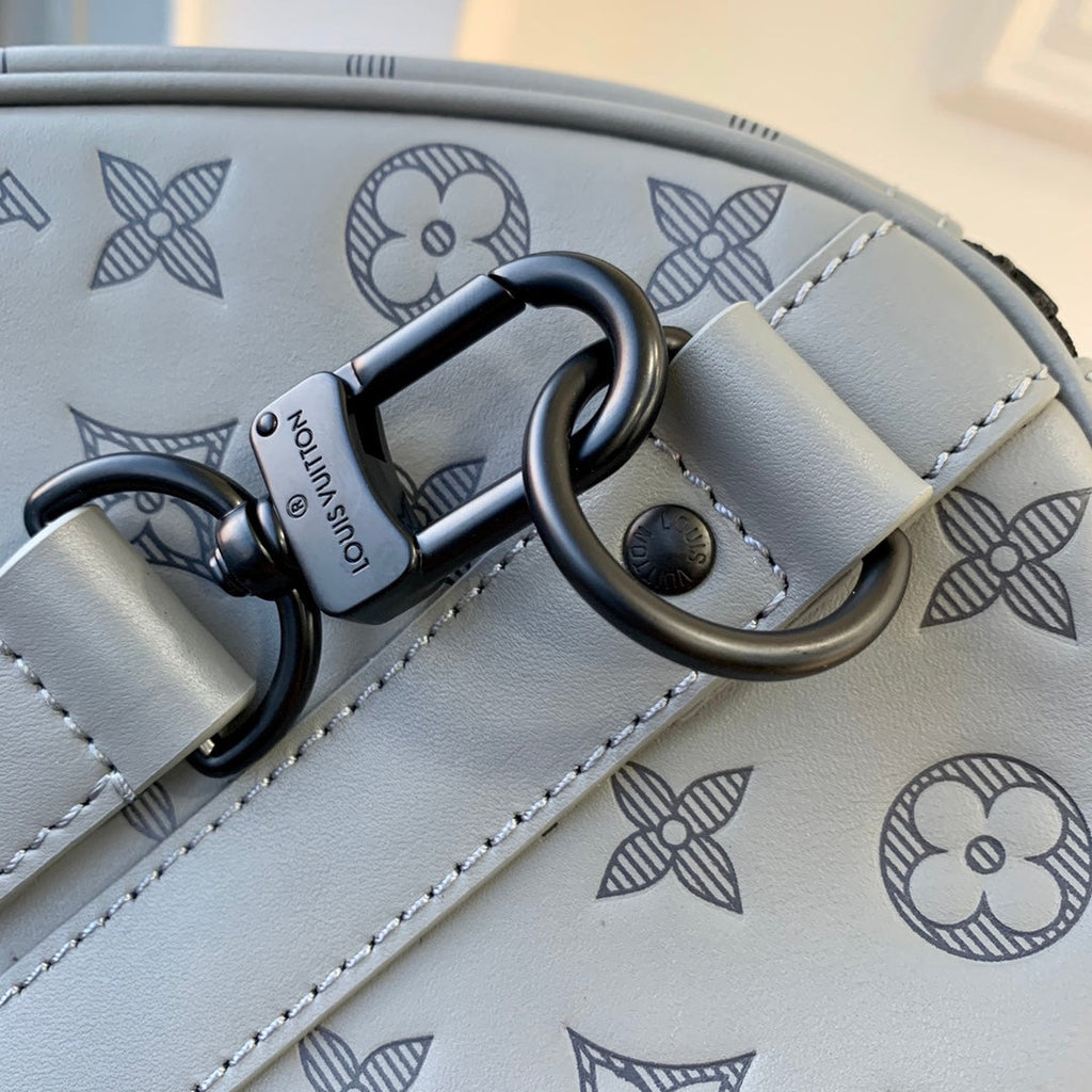 LV M46117 Louis Vuitton Keepall Bandouliere 50 Travel Bag Gray