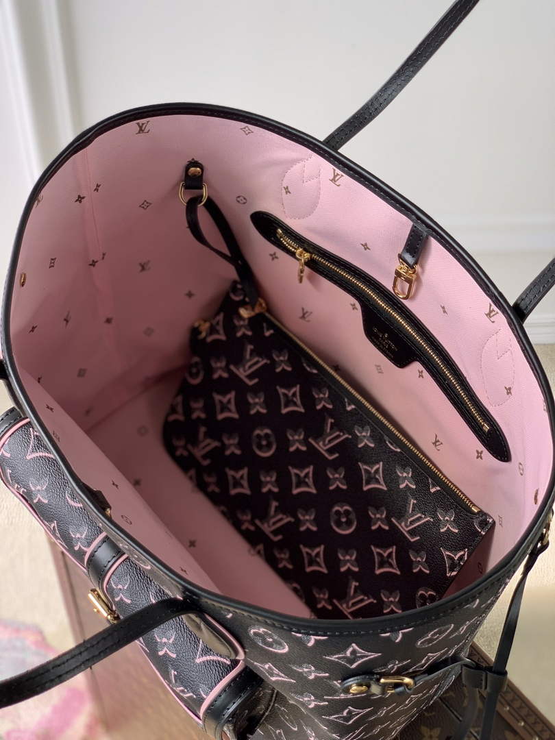 LV M46137 Louis Vuitton Neverfull MM Tote Bag Black
