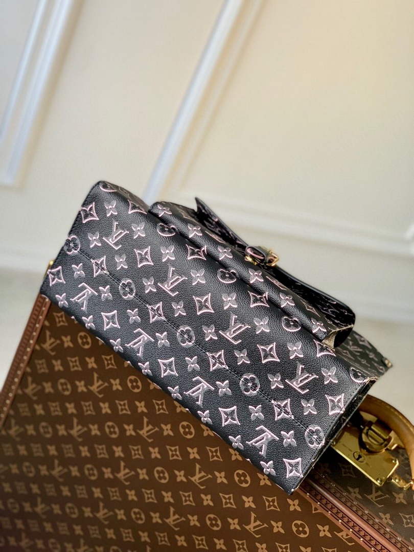 LV M46154 Louis Vuitton OnTheGo MM Tote Bag Black - Default Title - View 4