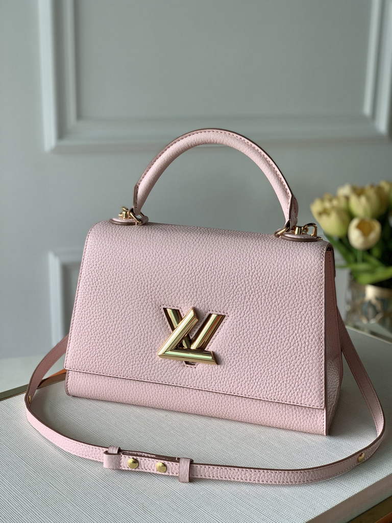 LV M57093 Louis Vuitton Twist One Handle PM Taurillon Leather Pink - Default Title - View 1