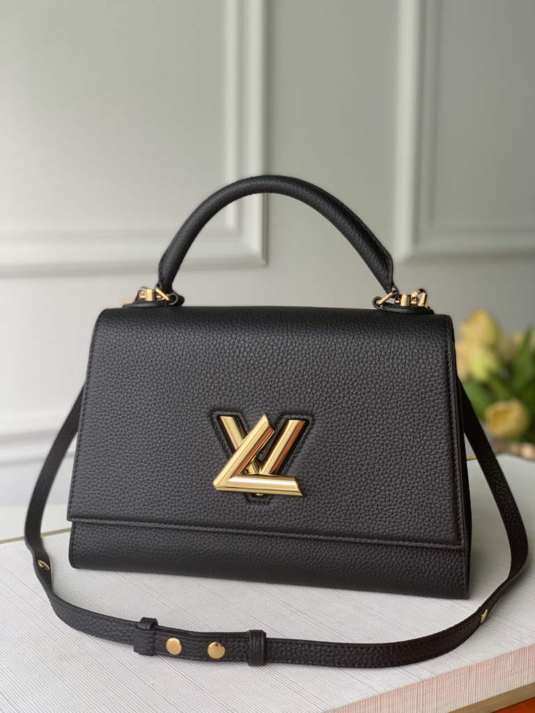 LV M57093 Louis Vuitton Twist One Handle PM Taurillon Leather Black
