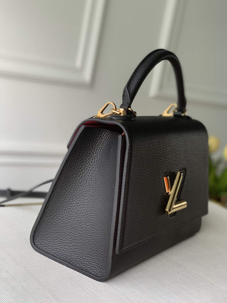 LV M57093 Louis Vuitton Twist One Handle PM Taurillon Leather Black
