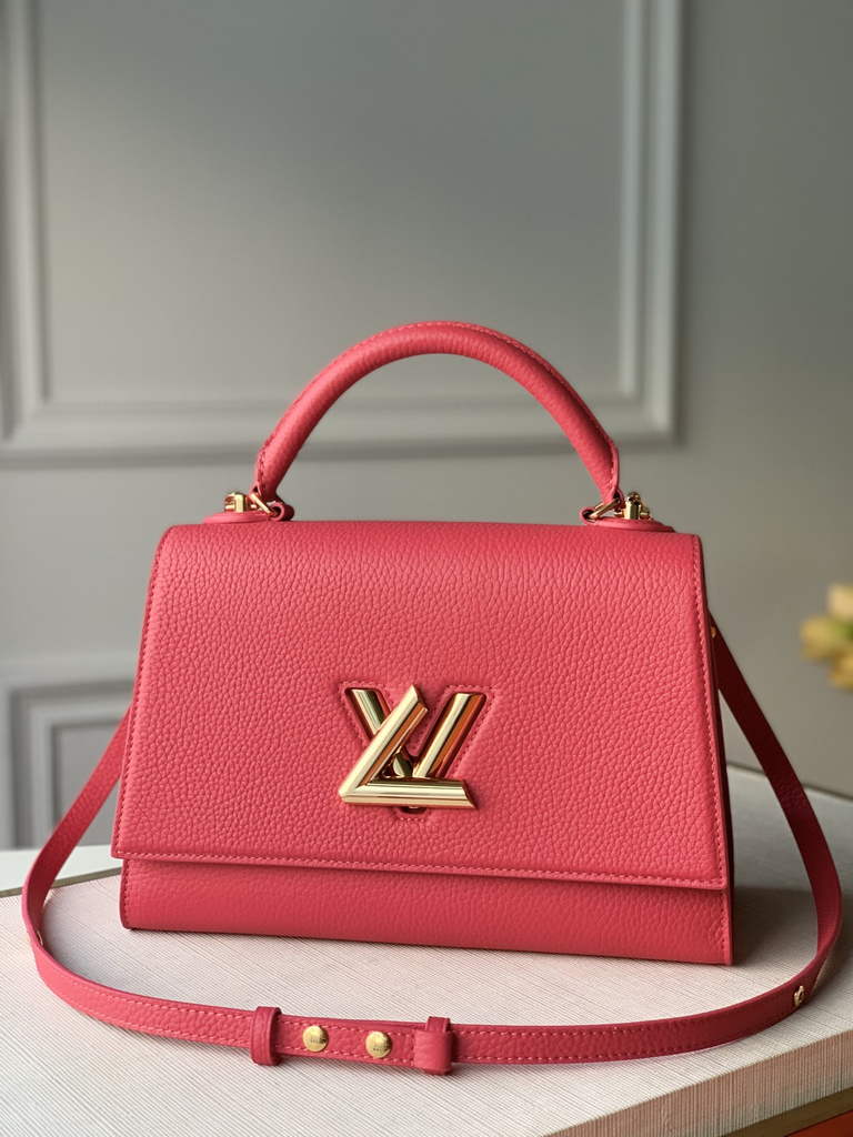LV M57093 Louis Vuitton Twist One Handle PM Taurillon Leather Plum - Default Title - View 1