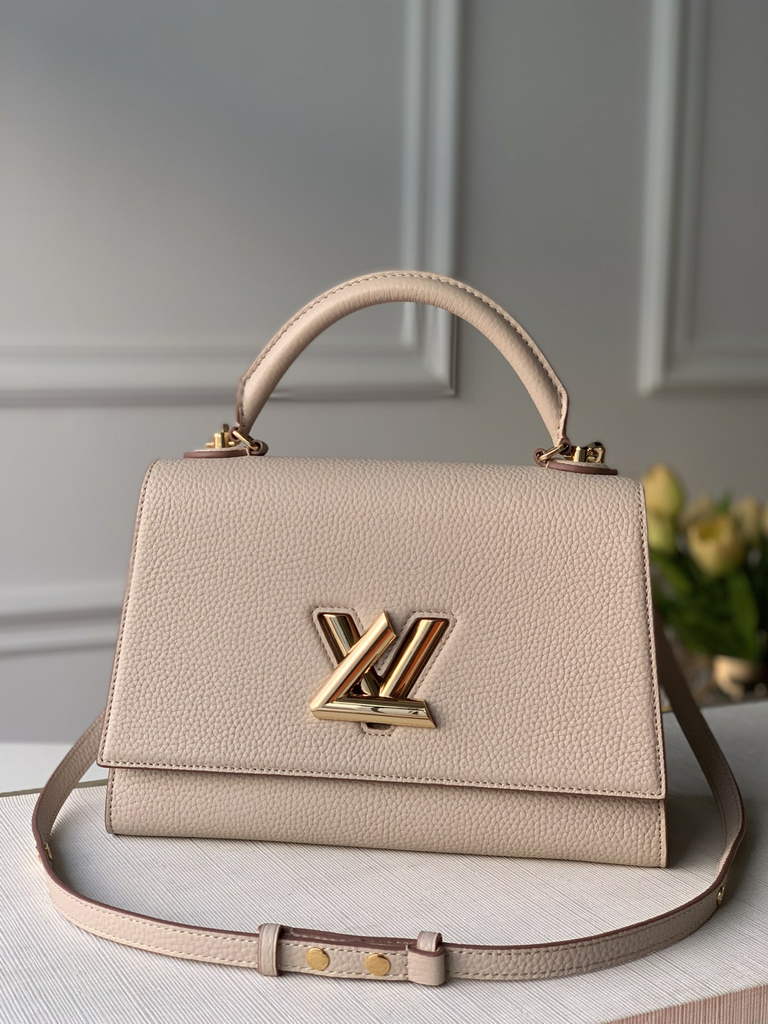 LV M57214 Louis Vuitton Twist One Handle PM Taurillon Leather Beige