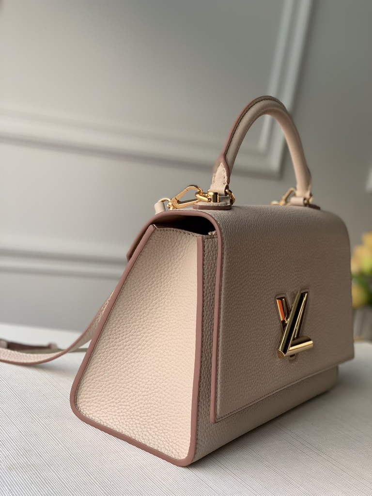 LV M57214 Louis Vuitton Twist One Handle PM Taurillon Leather Beige