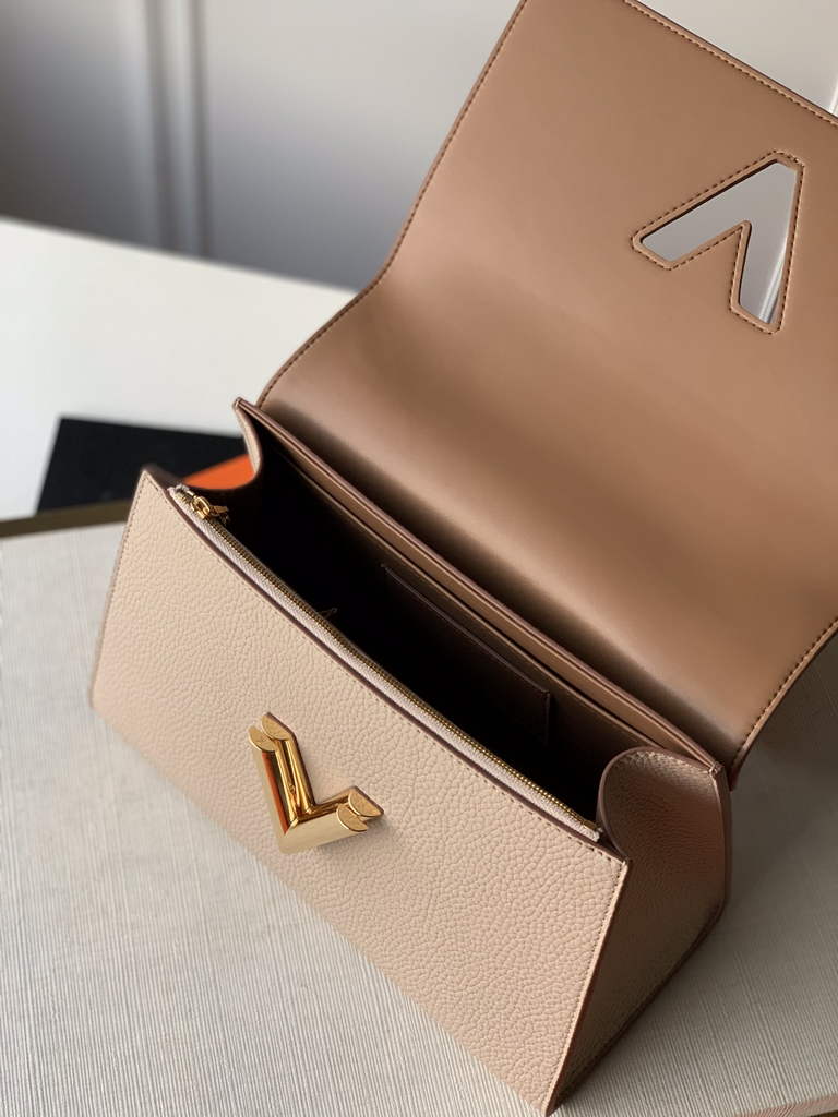 LV M57214 Louis Vuitton Twist One Handle PM Taurillon Leather Beige