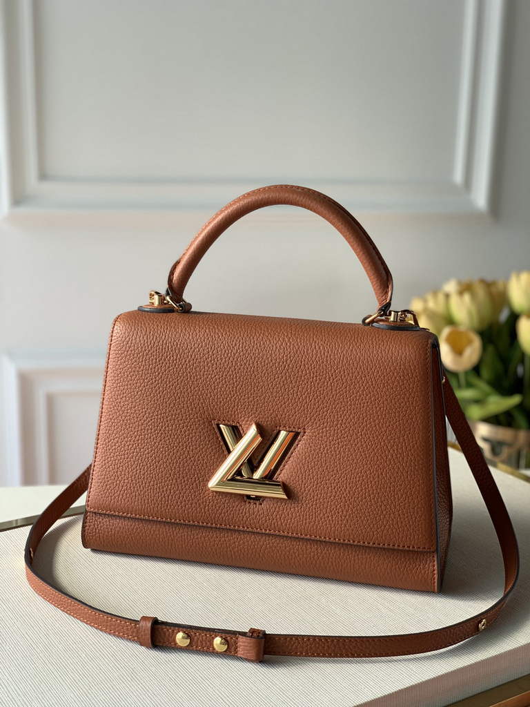 LV M57897 Louis Vuitton Twist One Handle PM Taurillon Leather Brown