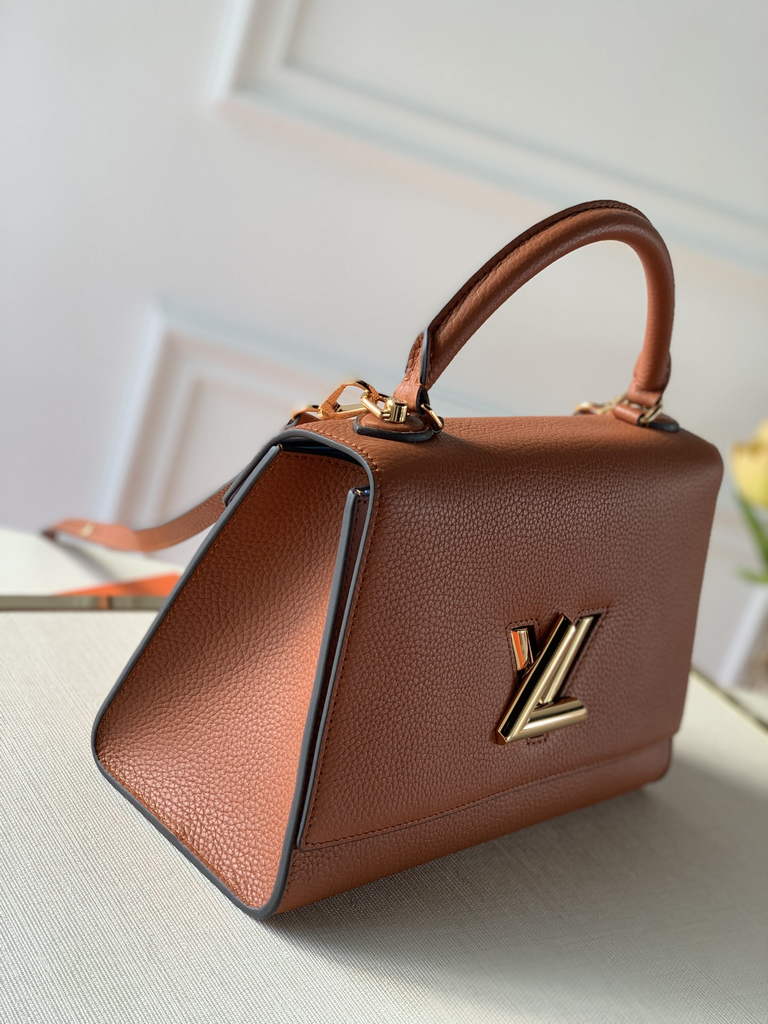 LV M57897 Louis Vuitton Twist One Handle PM Taurillon Leather Brown