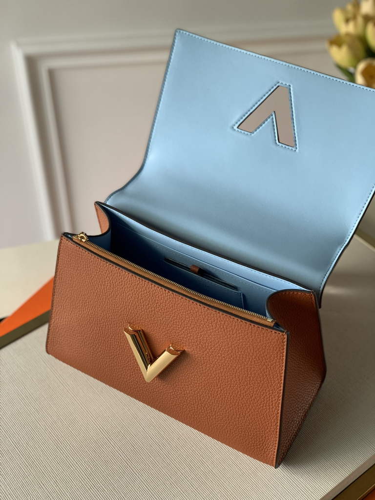 LV M57897 Louis Vuitton Twist One Handle PM Taurillon Leather Brown