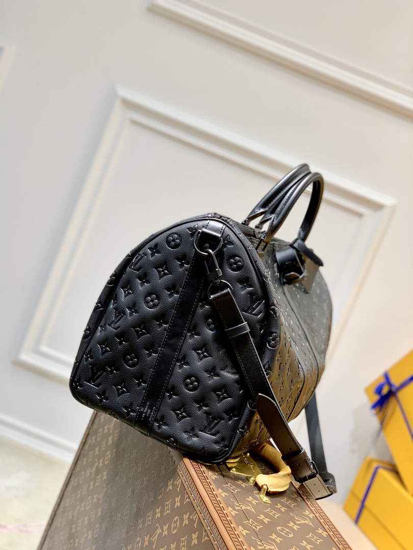 LV M59025 Louis Vuitton Keepall Bandouliere 50 Travel Bag Black