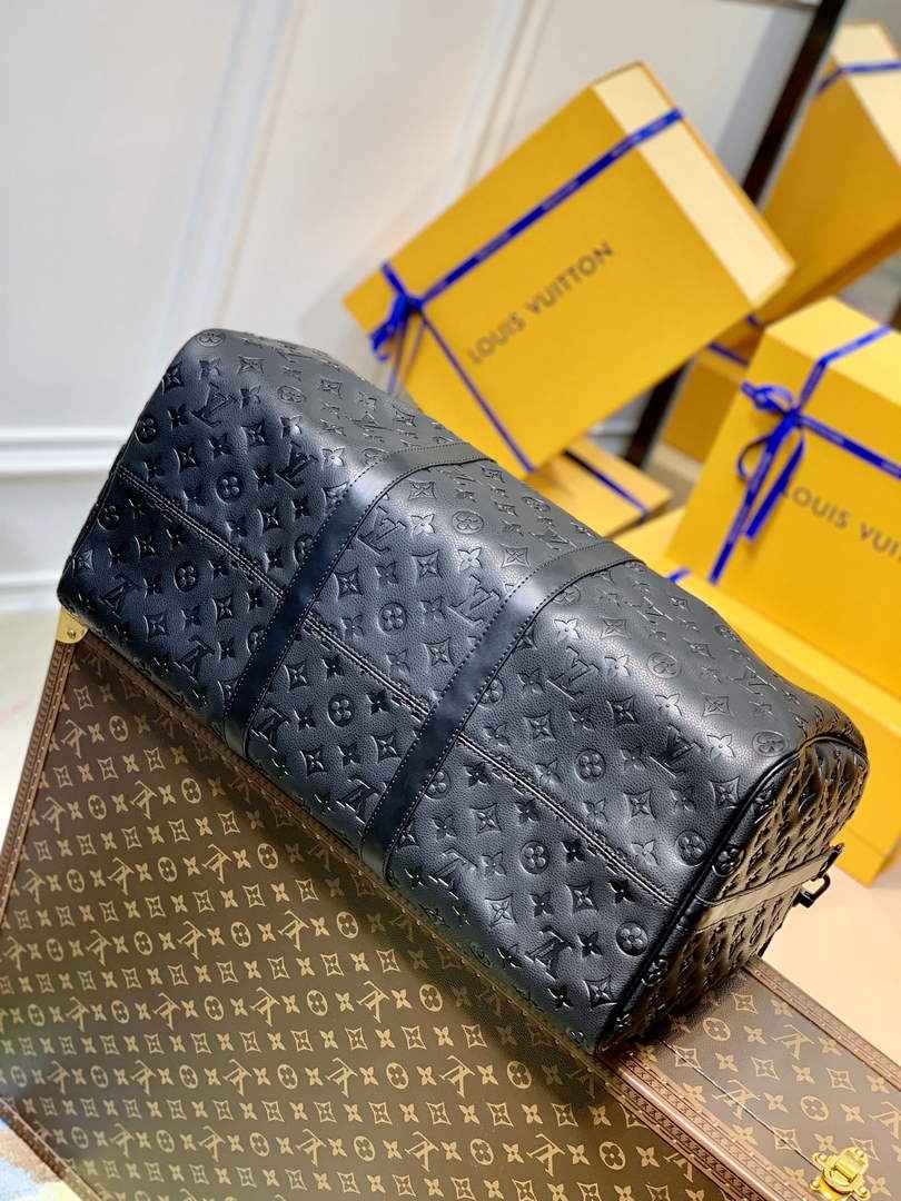 LV M59025 Louis Vuitton Keepall Bandouliere 50 Travel Bag Black