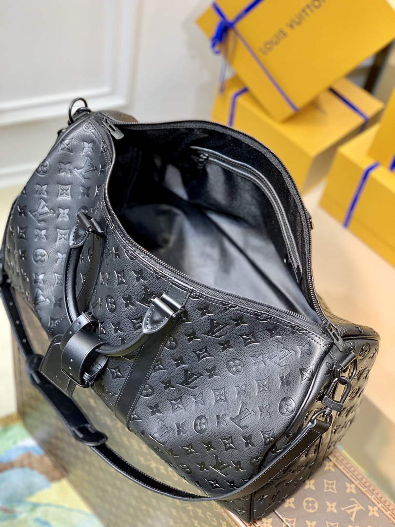 LV M59025 Louis Vuitton Keepall Bandouliere 50 Travel Bag Black
