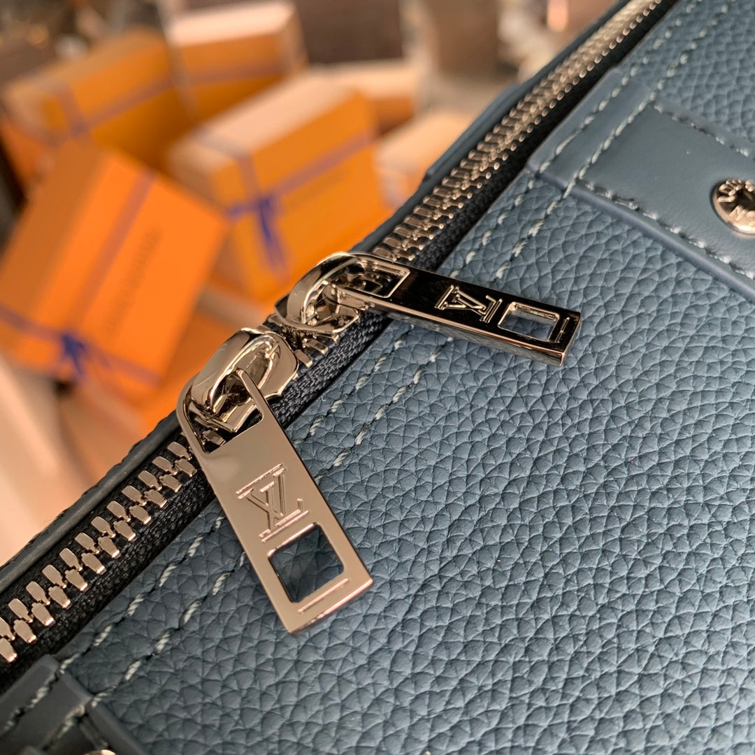 LV M59328 Louis Vuitton City Keepall Travel Men Bag Blue Aerogram