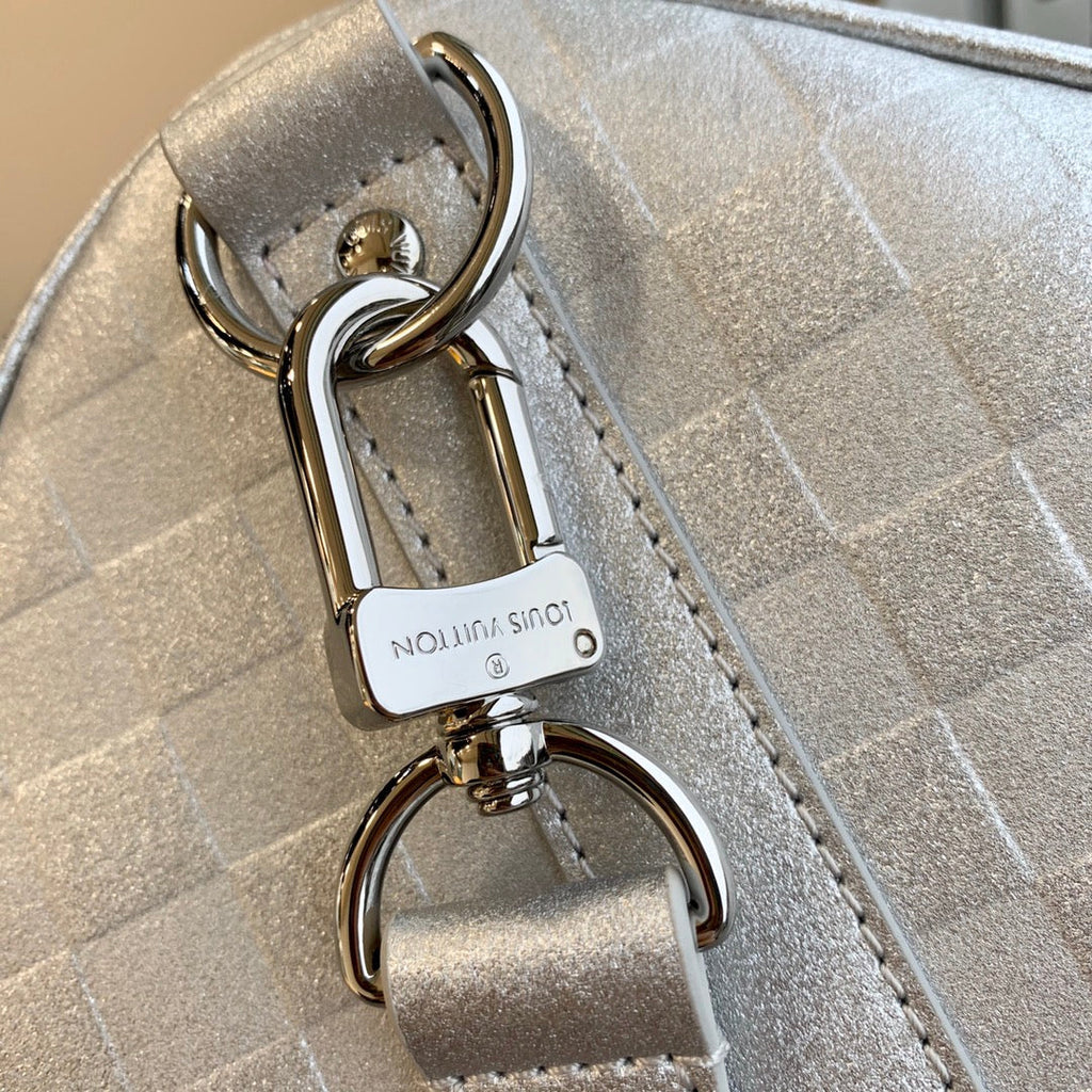 LV N58041 Louis Vuitton Keepall Bandouliere 50 Travel Bag Silver