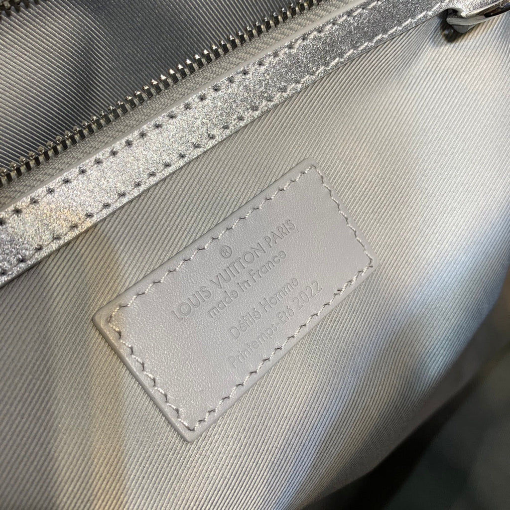 LV N58041 Louis Vuitton Keepall Bandouliere 50 Travel Bag Silver