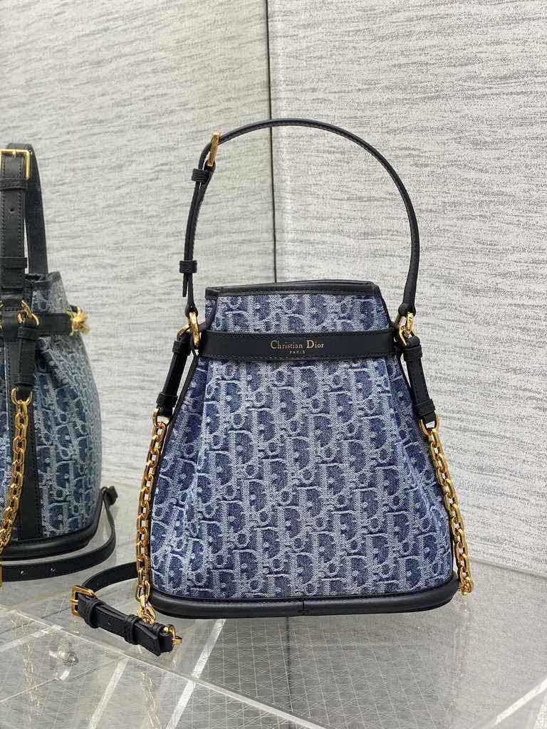 Medium C'est Dior Bag M2271 Blue Denim Dior Oblique Jacquard - Default Title - View 3