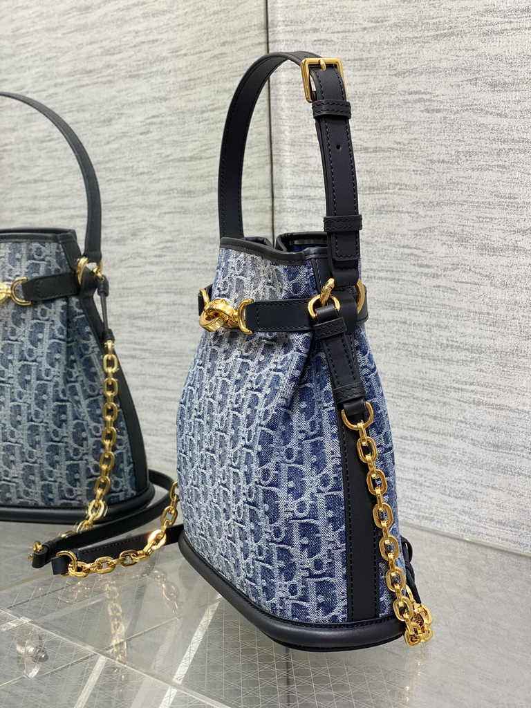 Medium C'est Dior Bag M2271 Blue Denim Dior Oblique Jacquard - Default Title - View 4