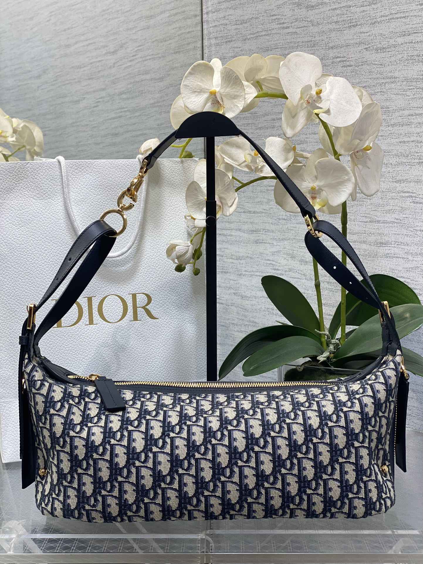 Medium D-Journey Bag - M2417 - Blue Dior Oblique Jacquard - Default Title - View 1