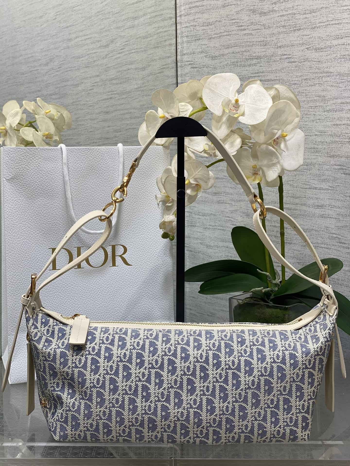 Medium D-Journey Bag - M2417 - Blue Dior Oblique Chambray - Default Title - View 1