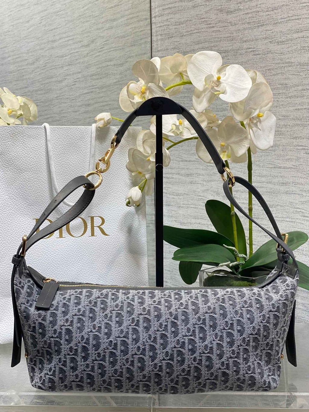 Medium D-Journey Bag - M2417 - Gray Denim Dior Oblique Jacquard - Default Title - View 1